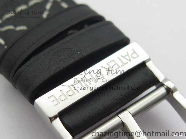 MIROTIME 0120 Practical Calatrava 5524 Pilot Travel Time SS GRF Blue Dial on Black Leather Strap A324 V 7107